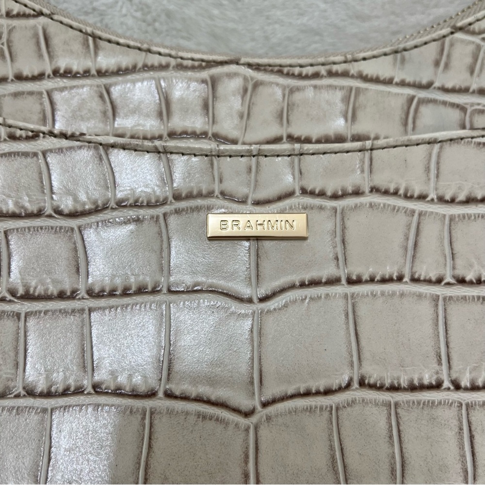 Brahmin Esme Meadowlands Floral Embroidered Snake Embossed Leather Shoulder Bag - Picture 3 of 14